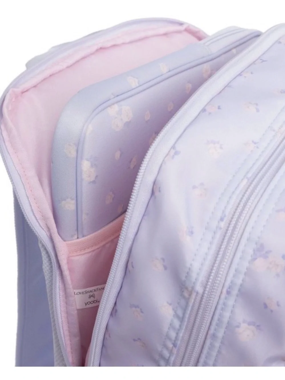 Light Blue  Lavender Quilted Backpack with Bow Charm